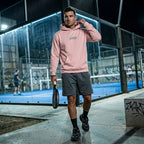 Front view of a model wearing a premium heavyweight padel lifestyle hoodie for maximum comfort.
