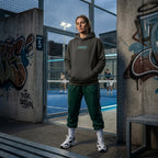 Front view of a model wearing a premium heavyweight padel lifestyle hoodie for maximum comfort.