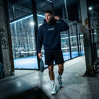Front view of a model wearing a premium heavyweight padel lifestyle hoodie for maximum comfort.