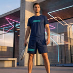 Professional player wearing the ¡VAMOS! Performance Mesh Tee by Lobstory